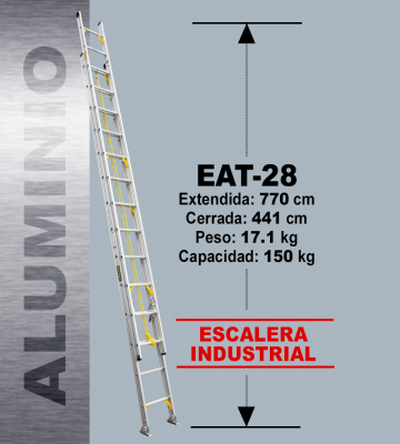 ESCALERA TELESCOPICA ALUMINIO 28 PELDAOS 150 KG MAGNA