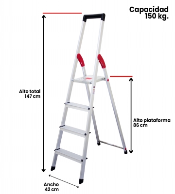 ESCALERA ALUMINIO TIJERA 4 PELDAOS MAGNA