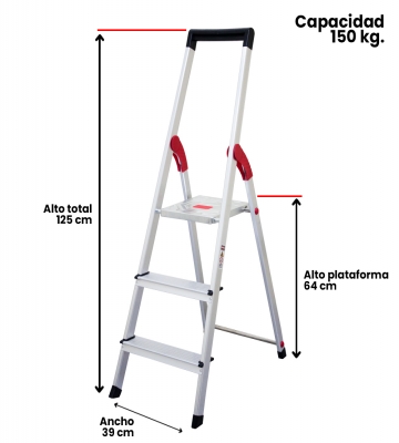 ESCALERA ALUMINIO TIJERA 3 PELDAOS MAGNA