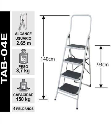 PISO ESCALERA METALICO 4 PELDAOS CON ASA