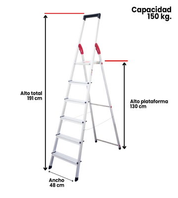 ESCALERA ALUMINIO TIJERA 6 PELDAOS MAGNA