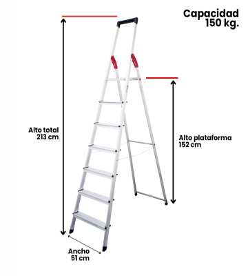  ESCALERA ALUMINIO TIJERA 7 PELDAOS MAGNA